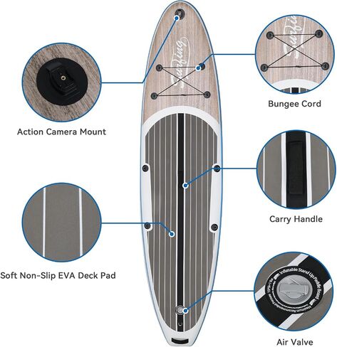 YUSING لوح مجداف قابل للنفخ مع مقعد، 11 × 32 × 6 بوصة SUP، ألواح مجداف للبالغين، لوح مجداف SUP غير قابل للانزلاق مع ملحقات قوارب الكاياك وSUP الممتازة، 3 زعانف قابلة للإزالة in Kuwait