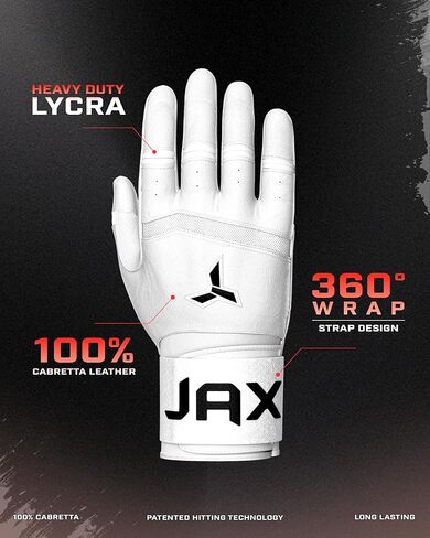 قفازات الضرب من JAX - نموذج بحزام واحد - قفازات البيسبول للشباب والكبار - تقنية Pro Grip Web الاختيارية - قفازات البيسبول والكرة اللينة in Kuwait