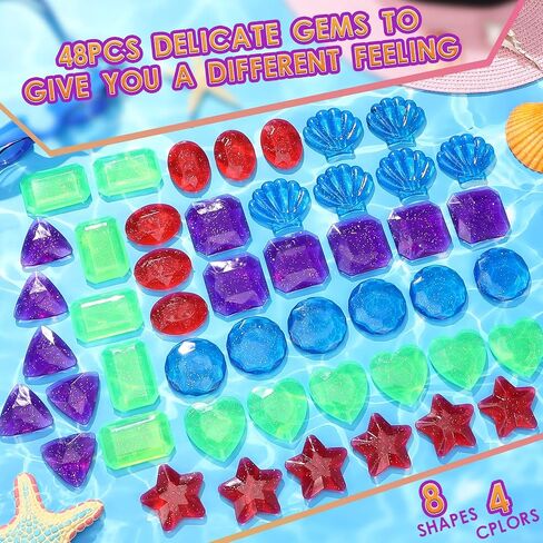 32 Pieces Big Dive Gem Pool Toys Colorful Precious Dive Gems Diving Toys Sinking Swimming Pool Toys Treasure Swimming Pool Dive Toys for Bath Pool Beach Game Party Decorations in Saudi Arabia