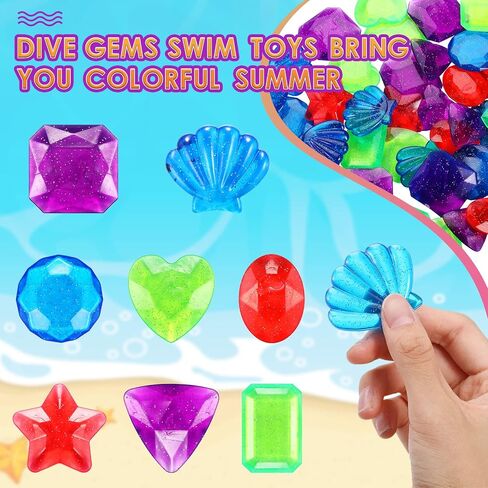 32 Pieces Big Dive Gem Pool Toys Colorful Precious Dive Gems Diving Toys Sinking Swimming Pool Toys Treasure Swimming Pool Dive Toys for Bath Pool Beach Game Party Decorations in Saudi Arabia