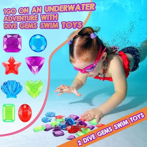 32 Pieces Big Dive Gem Pool Toys Colorful Precious Dive Gems Diving Toys Sinking Swimming Pool Toys Treasure Swimming Pool Dive Toys for Bath Pool Beach Game Party Decorations in Saudi Arabia