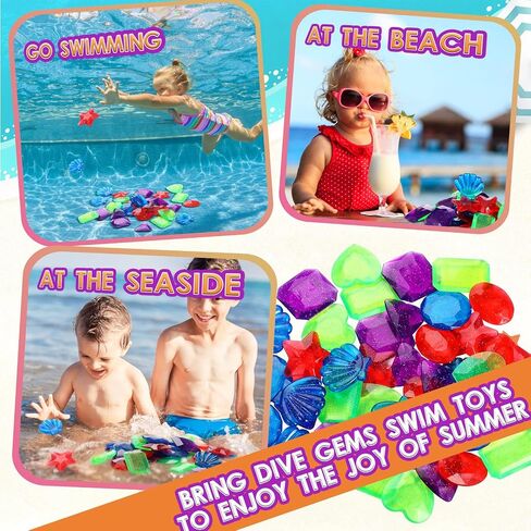32 Pieces Big Dive Gem Pool Toys Colorful Precious Dive Gems Diving Toys Sinking Swimming Pool Toys Treasure Swimming Pool Dive Toys for Bath Pool Beach Game Party Decorations in Saudi Arabia