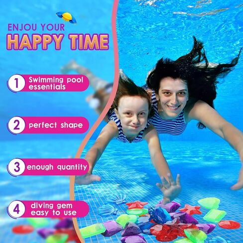 32 Pieces Big Dive Gem Pool Toys Colorful Precious Dive Gems Diving Toys Sinking Swimming Pool Toys Treasure Swimming Pool Dive Toys for Bath Pool Beach Game Party Decorations in Saudi Arabia