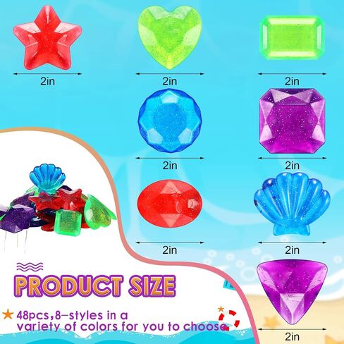 32 Pieces Big Dive Gem Pool Toys Colorful Precious Dive Gems Diving Toys Sinking Swimming Pool Toys Treasure Swimming Pool Dive Toys for Bath Pool Beach Game Party Decorations in Saudi Arabia