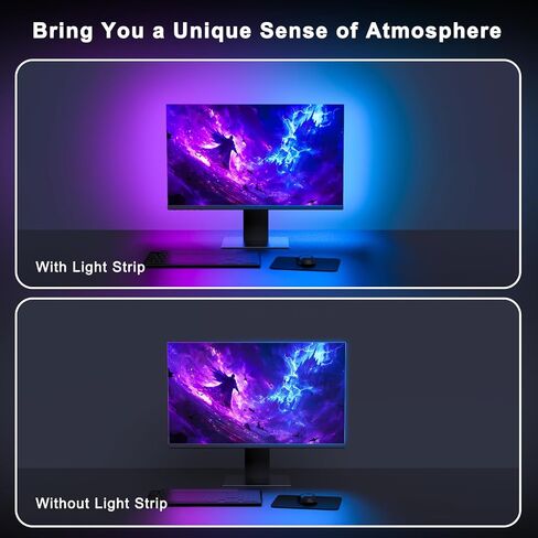 BASON LIGHTING USB Monitor Backlight for 27 inch PC, LED Strip for Monitors, Gaming Monitor Lights, RGB-IC Screen Lights Sync Color LED Strip for Desk Setup Lighting, Music Snyc, Software Control. in Saudi Arabia