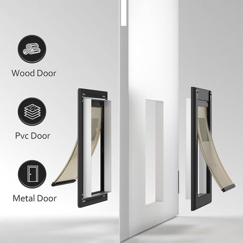 Heavy Duty Dog Door with Double Sliding Lock Panel, Aluminum Large Dog Door for Exterior Door, Magnetic Double Flaps Dog Door for Large and Medium Dog Up to 110LBS (Large,Black) in Saudi Arabia