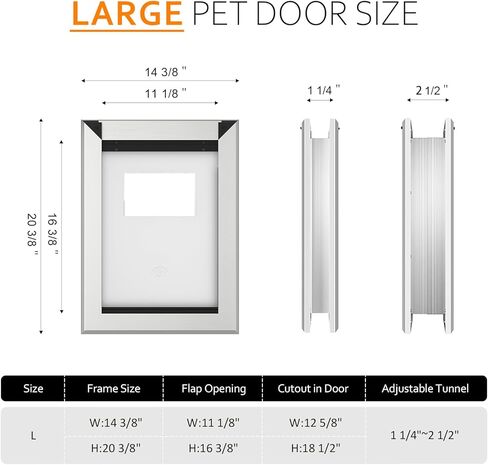 باب الكلب شديد التحمل مع لوحة قفل منزلقة مزدوجة، باب كلب كبير من الألومنيوم للباب الخارجي، باب كلب مغناطيسي مزدوج اللوحات للكلاب الكبيرة والمتوسطة يصل وزنها إلى 110 رطل (كبير، أسود) in Kuwait