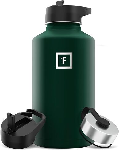 زجاجة مياه رياضية من IRON °FLASK - فم واسع مع 3 أغطية للصنبور - زجاجات مياه رياضية من الفولاذ المقاوم للصدأ للصالة الرياضية والخارجية - للرجال والنساء والأطفال - جدار مزدوج - جدار مزدوج in Kuwait