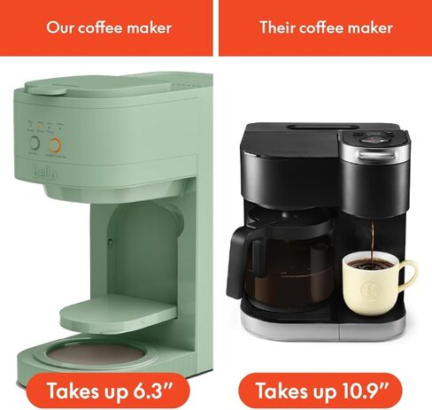 BELLA VersaBrew 2-in1 Coffee Maker, Fits-anywhere™ Kitchenware, Brew 3 Sizes Carafes & Single Serve Cups, Dishwasher Safe Reusable Filter & Filter Holder, Iced Coffee Function, 60oz Tank, Oatmilk in Kuwait