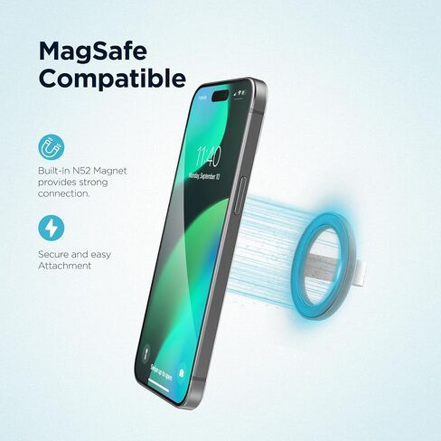 Encased Magnetic Phone Grip Holder (Compatible with MagSafe) Thin Silicone Finger Loop Ring for iPhone (Glitter) in Saudi Arabia