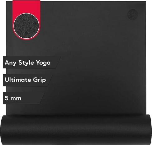 Manduka GRP Adapt Hot Yoga Mat - For Women and Men, Durable, Non Slip Grip, Sweat Resistant, 5mm Thick, 71 Inch, Jet Black in Saudi Arabia
