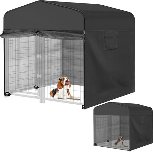 Outdoor Dog Kennel Cover Full Coverage Black 8.1'Dx4.1'W 600D Waterproof and Durable Dog Crate Cover with Mesh Breathable Good Observation（Cover Only） in Saudi Arabia