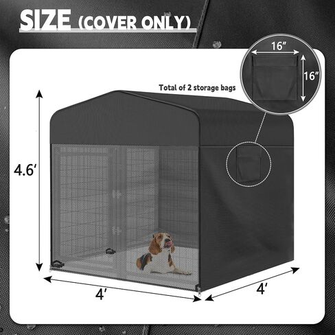 Outdoor Dog Kennel Cover Full Coverage Black 8.1'Dx4.1'W 600D Waterproof and Durable Dog Crate Cover with Mesh Breathable Good Observation（Cover Only） in Saudi Arabia