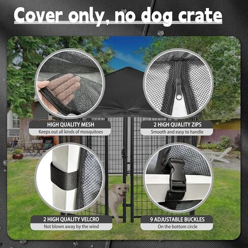 Outdoor Dog Kennel Cover Full Coverage Black 8.1'Dx4.1'W 600D Waterproof and Durable Dog Crate Cover with Mesh Breathable Good Observation（Cover Only） in Saudi Arabia