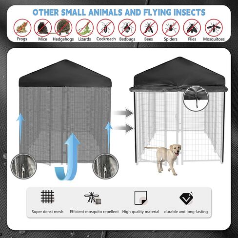 Outdoor Dog Kennel Cover Full Coverage Black 8.1'Dx4.1'W 600D Waterproof and Durable Dog Crate Cover with Mesh Breathable Good Observation（Cover Only） in Saudi Arabia