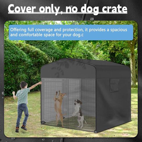 Outdoor Dog Kennel Cover Full Coverage Black 8.1'Dx4.1'W 600D Waterproof and Durable Dog Crate Cover with Mesh Breathable Good Observation（Cover Only） in Saudi Arabia
