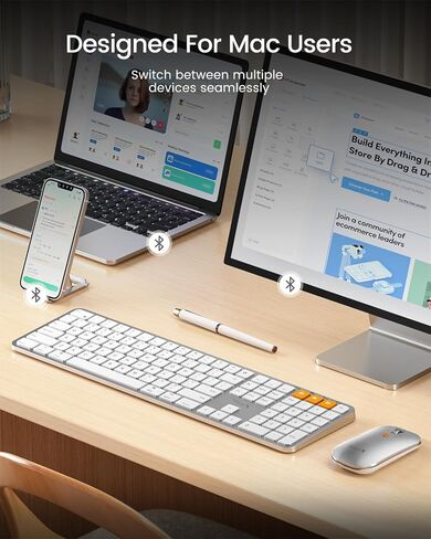 ProtoArc Bluetooth Keyboard Mouse for Mac, KM100-A Ultra Slim Wireless Keyboard Mouse for Mac, Backlit, Rechargeable, Multi-Device for MacBook Pro, MacBook Air, iMac, iPhone, iPad, Space Gray in Kuwait