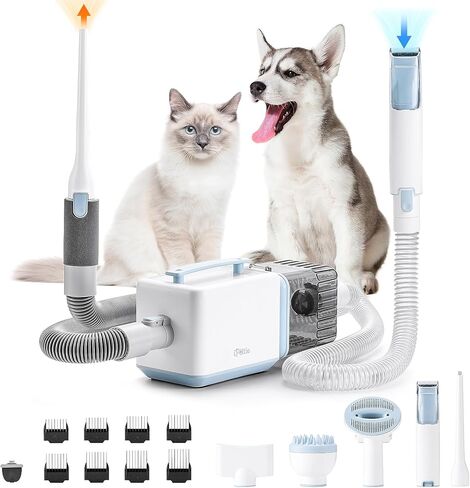 iPettie Max15 Pet Grooming Vacuum with Upgraded Smooth Clipper- Dual Airway Anti-Clogging Design Ensures True 2L/0.5Gal Full Capacity, Easy Home Shedding & Shaving for Dogs and Cats in Kuwait