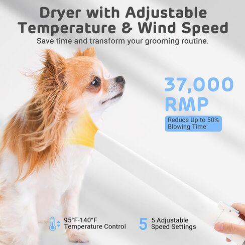 iPettie Max15 Pet Grooming Vacuum with Upgraded Smooth Clipper- Dual Airway Anti-Clogging Design Ensures True 2L/0.5Gal Full Capacity, Easy Home Shedding & Shaving for Dogs and Cats in Kuwait