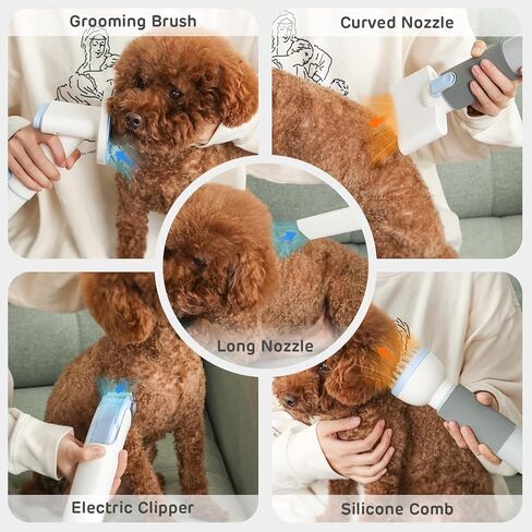 iPettie Max15 Pet Grooming Vacuum with Upgraded Smooth Clipper- Dual Airway Anti-Clogging Design Ensures True 2L/0.5Gal Full Capacity, Easy Home Shedding & Shaving for Dogs and Cats in Kuwait