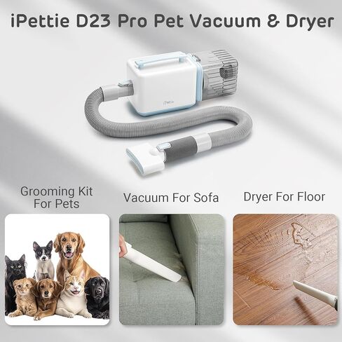 iPettie Max15 Pet Grooming Vacuum with Upgraded Smooth Clipper- Dual Airway Anti-Clogging Design Ensures True 2L/0.5Gal Full Capacity, Easy Home Shedding & Shaving for Dogs and Cats in Kuwait