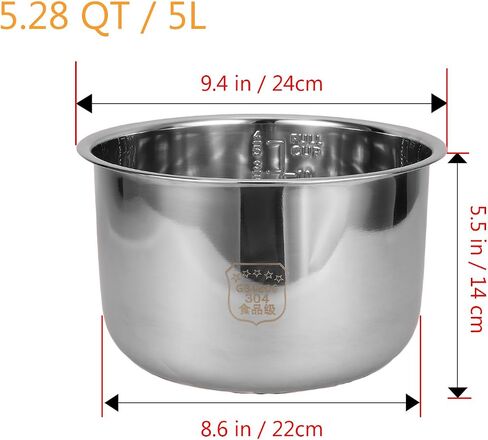 وعاء داخلي لطباخ الأرز من UPKOCH، سعة 5 لتر، بطانة بديلة لطباخ الضغط، وعاء خبز غير لاصق، وعاء تحضير الوجبات، لملحقات طباخ الأرز الكهربائي in Kuwait
