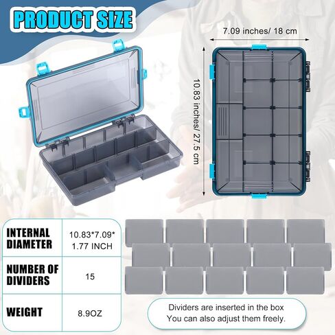 6 Pack Fishing Tackle Boxes Waterproof Tackle Box Trays with Removable Dividers 3600 Tackle Trays Plastic Storage Organizer Bait Vault Camouflage Tackle Box for Freshwater Saltwater in Saudi Arabia