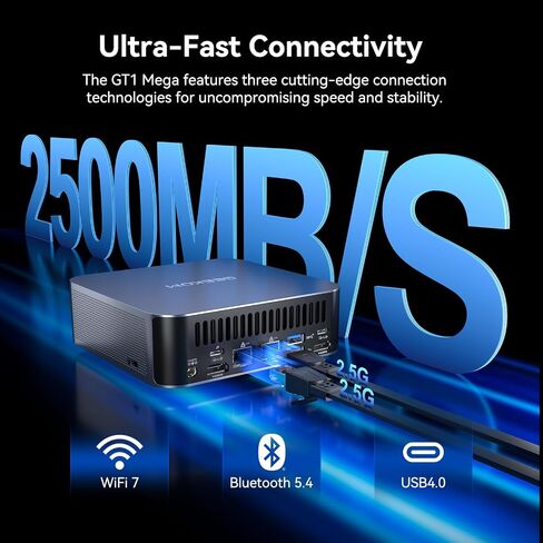 GEEKOM GT1 Mega AI Mini PC,14th Gen Intel Core Ultra U7-155H (16C/22T,up to 4.8 GHz),32GB DDR5 1TB PCIe Gen4 SSD,NUC14 Pro Mini Desktop Computers Windows 11 Pro,WiFi 7/BT 5.4/Dual 2.5G LAN/USB4.0/8K in Saudi Arabia
