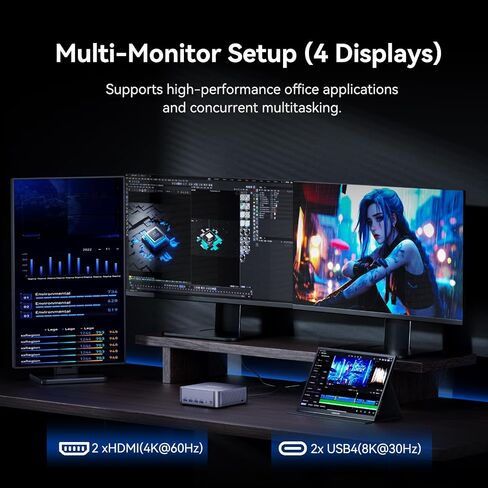 GEEKOM GT1 Mega AI Mini PC,14th Gen Intel Core Ultra U7-155H (16C/22T,up to 4.8 GHz),32GB DDR5 1TB PCIe Gen4 SSD,NUC14 Pro Mini Desktop Computers Windows 11 Pro,WiFi 7/BT 5.4/Dual 2.5G LAN/USB4.0/8K in Saudi Arabia