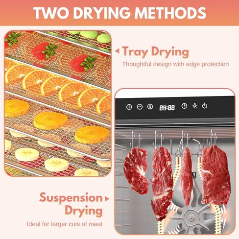 Commercial Dehydrator, 20-Layer Food Dehydrator with LED Light, 1600W, 24H Timer, Large Food Dryer Dehydrated for Homemade Jerky, Fruits, Dog Treats, Vegetables, Herbs, and Snacks in Saudi Arabia