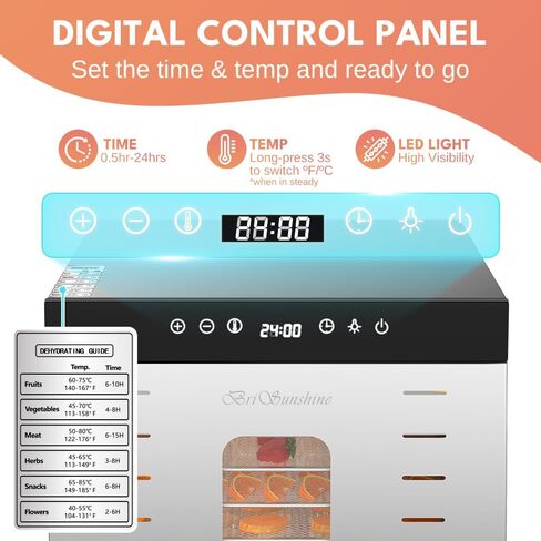 Commercial Dehydrator, 20-Layer Food Dehydrator with LED Light, 1600W, 24H Timer, Large Food Dryer Dehydrated for Homemade Jerky, Fruits, Dog Treats, Vegetables, Herbs, and Snacks in Saudi Arabia