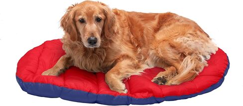 Furhaven Outdoor Travel Dog Bed for Large/Medium Dogs w/ Carry Bag, Washable & Foldable, Great for Crates & Kennels - Trail Pup Travel Pillow Mat w/ Stuff Sack Bag - Paprika/Camo-Paw, Large in Saudi Arabia