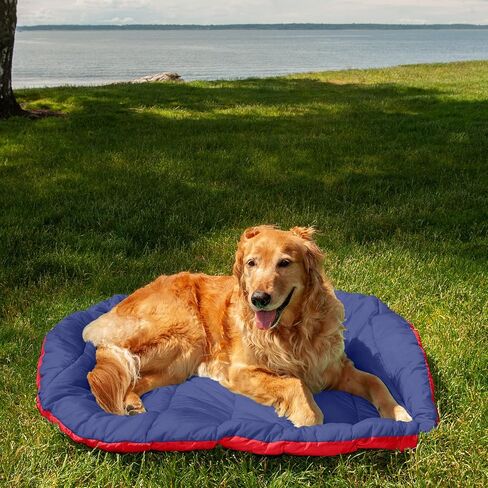 Furhaven Outdoor Travel Dog Bed for Large/Medium Dogs w/ Carry Bag, Washable & Foldable, Great for Crates & Kennels - Trail Pup Travel Pillow Mat w/ Stuff Sack Bag - Paprika/Camo-Paw, Large in Saudi Arabia