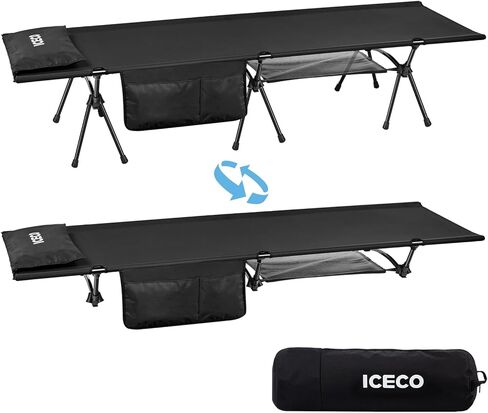 ICECO Extra Large Camping Cot for Adults, Portable Bed Sleeping Cot, Ultra-Stable Folding Bed Supports 400 Lbs, Ideal for Tent, Outdoor, Hiking, Travel, RV, Beach in Kuwait