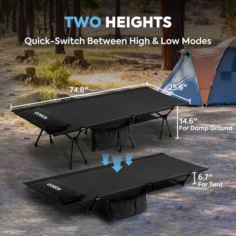 ICECO Extra Large Camping Cot for Adults, Portable Bed Sleeping Cot, Ultra-Stable Folding Bed Supports 400 Lbs, Ideal for Tent, Outdoor, Hiking, Travel, RV, Beach in Kuwait