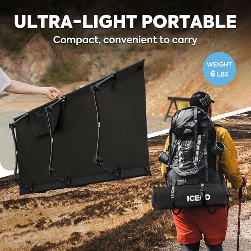 ICECO Extra Large Camping Cot for Adults, Portable Bed Sleeping Cot, Ultra-Stable Folding Bed Supports 400 Lbs, Ideal for Tent, Outdoor, Hiking, Travel, RV, Beach in Kuwait