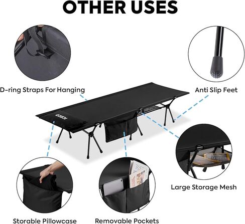 ICECO Extra Large Camping Cot for Adults, Portable Bed Sleeping Cot, Ultra-Stable Folding Bed Supports 400 Lbs, Ideal for Tent, Outdoor, Hiking, Travel, RV, Beach in Kuwait