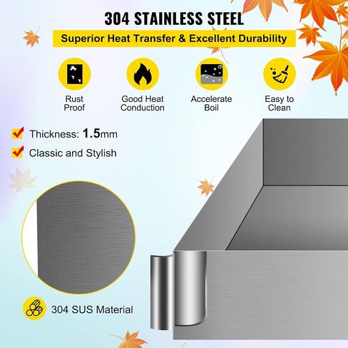 VBENLEM Maple Syrup Evaporator Pan 24x24x7 Inch Stainless Steel Maple Syrup Boiling Pan for Boiling Maple Syrup in Saudi Arabia