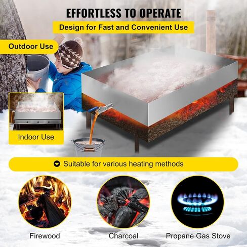 VBENLEM Maple Syrup Evaporator Pan 24x24x7 Inch Stainless Steel Maple Syrup Boiling Pan for Boiling Maple Syrup in Saudi Arabia