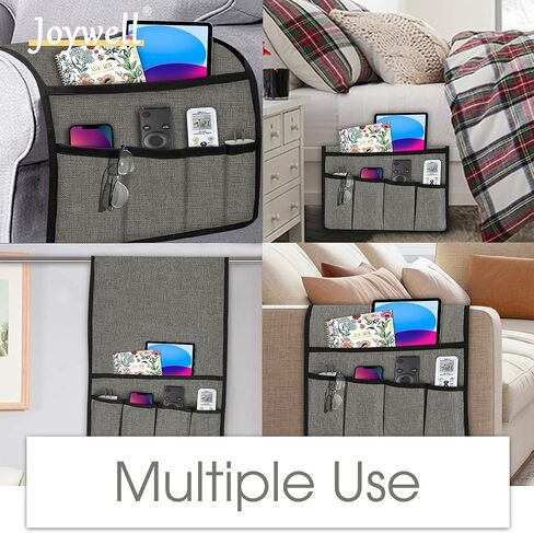 منظم مسند الذراع للأريكة من جويويل، حامل جهاز التحكم عن بعد للأريكة القابلة للاستلقاء، وحقيبة كرسي بذراع مع 5 جيوب للمجلات، والكمبيوتر اللوحي، والهاتف، والآيباد، بيج in Kuwait