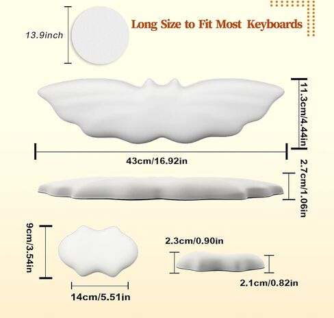 Halloween Bat Wrist Rest Keyboard, Arm Rest Set with Non-Slip PU Base, Keyboard Wrist Rest Ergonomic Memory Foam for Keyboard and Mouse Hand Cushion(Black Bat) in Kuwait