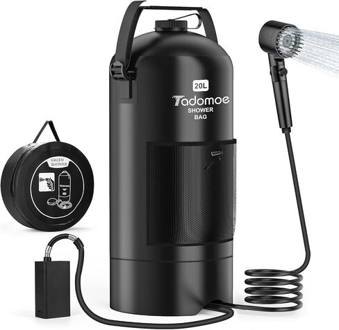 Portable Camping Shower,Portable Shower Heads & Camping Shower Pump with 5-Gallon Collapsible Water Bag for Camp Shower,USB Rechargeable Portable Shower for Outdoor Shower,Beach Trip,Camping in Saudi Arabia