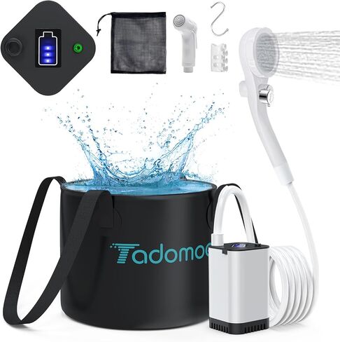 Portable Camping Shower,Portable Shower Heads & Camping Shower Pump with 5-Gallon Collapsible Water Bag for Camp Shower,USB Rechargeable Portable Shower for Outdoor Shower,Beach Trip,Camping in Saudi Arabia