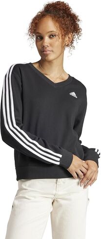 adidas Essentials 3-Stripes V-Neck Sweatshirt Preloved Fig MD in Saudi Arabia
