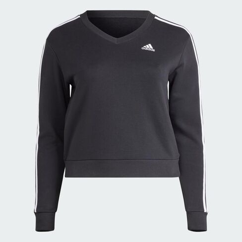 adidas Essentials 3-Stripes V-Neck Sweatshirt Preloved Fig MD in Saudi Arabia