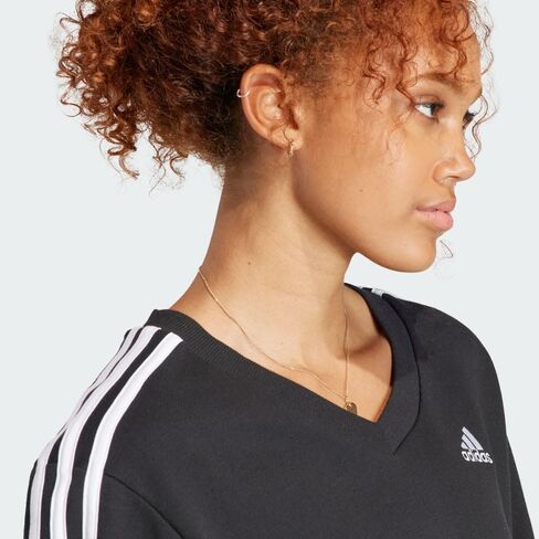 adidas Essentials 3-Stripes V-Neck Sweatshirt Preloved Fig MD in Saudi Arabia