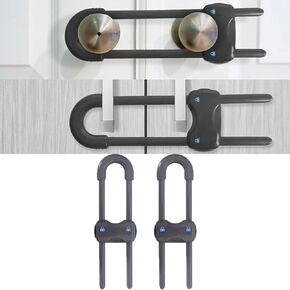 Child Proof Cabinet Locks, Baby Proofing Child Locks, 2Pack | Adjustable U-Shaped Baby Safety Latches for Handles Knobs Drawers, Fridge, Closet, Cupboard, Closet with Secure Lock Buttons in Kuwait