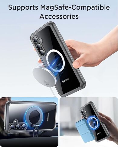 Miimall Slim for Samsung Galaxy S24 Case Clear with Ring Stand, Soft TPU Anti-Yellow [Metal Magnetic Ring Holder][Support Car Magnetic Mount] Shockproof Phone Case for Galaxy S24 - Clear in Saudi Arabia