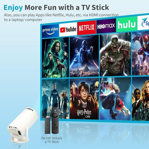 Mini Projector, 270° Rotation, Portable Projector 4K Support, Full HD 1080P Outdoor Movie Projector, Wired Screen Synchronize Max 200" Display, Compatible with Smartphone/TV Stick/Laptop/PS4/HDMI/USB in Saudi Arabia