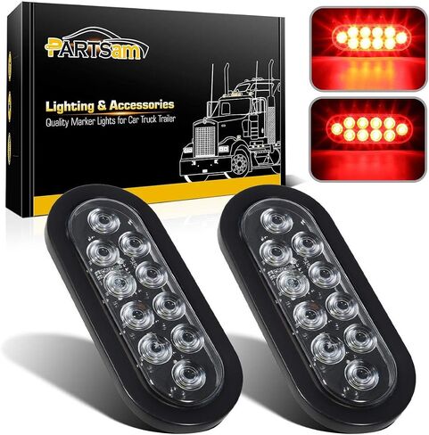 Partsam 2Pcs 6 Inch Oval White Led Trailer Lights 10 Diodes Clear Lens Grommet and Pigtails Submersible 12V Sealed for RV Trucks, 6 Oval led Reverse Lights, 6 Oval led Back up Lights in Kuwait